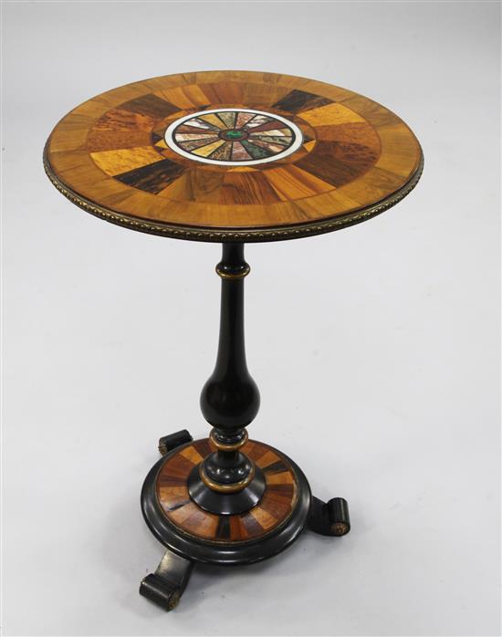 A 19th century circular specimen marble topped occasional table, W.1ft 7in.